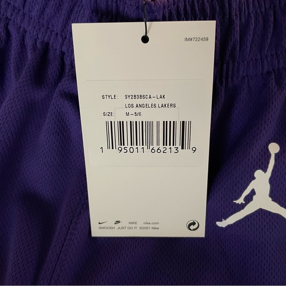 Nike Los Angeles Lakers NBA Basketball Jordan Swingman Shorts Youth Size M & L - Picture 4 of 5
